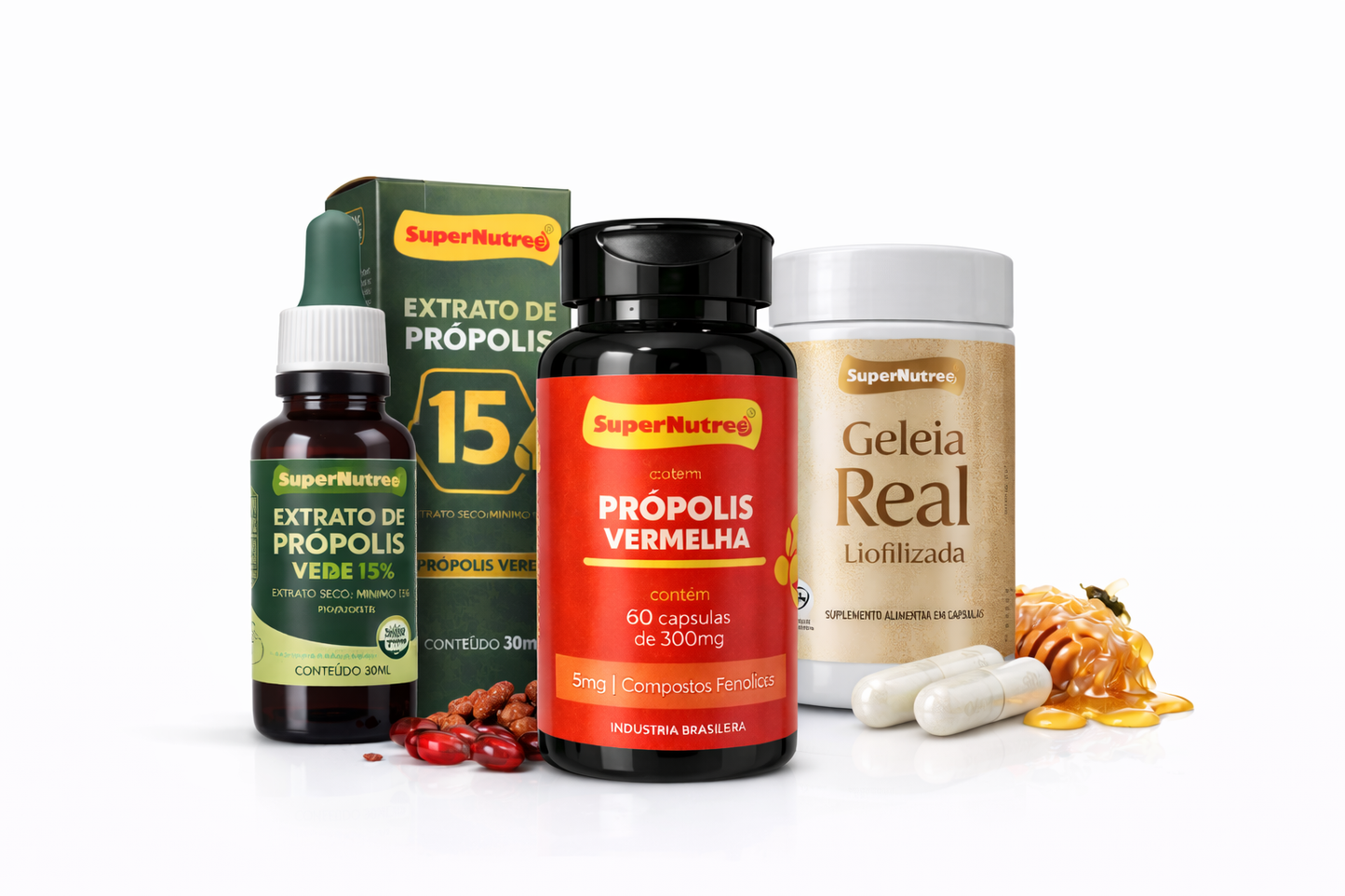 Protocolo Energia e Vitalidade 30 Dias | Própolis Verde 15% + Própolis Vermelha + Geleia Real – SuperNutree